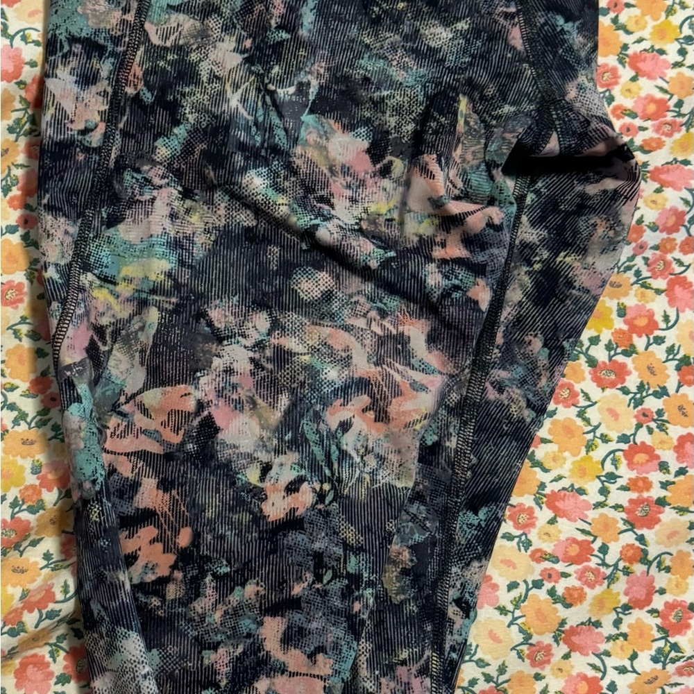 Lululemon dappled daze pink green leggings